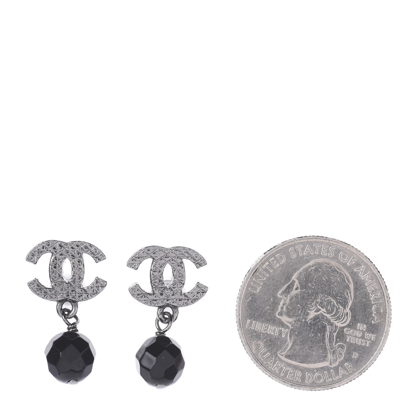 Ruthenium Bead CC Drop Earrings Black