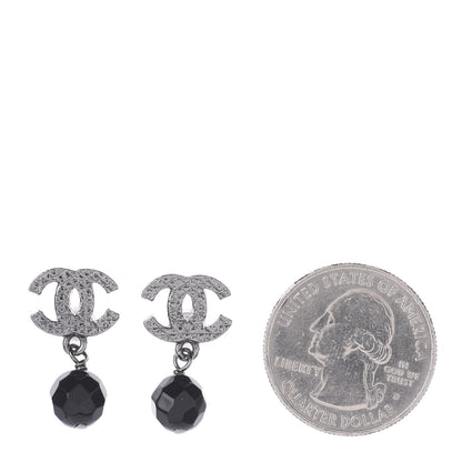 Chanel Ruthenium Bead CC Drop Earrings Black 2 of 3