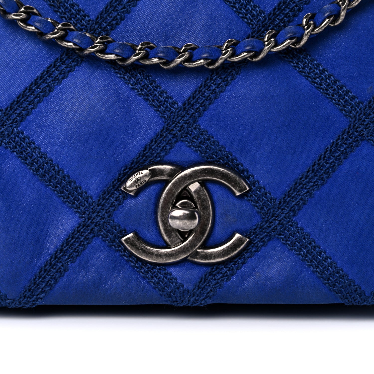 Chanel Suede Diamond Embellished Medium Single Flap Blue 12 of 18