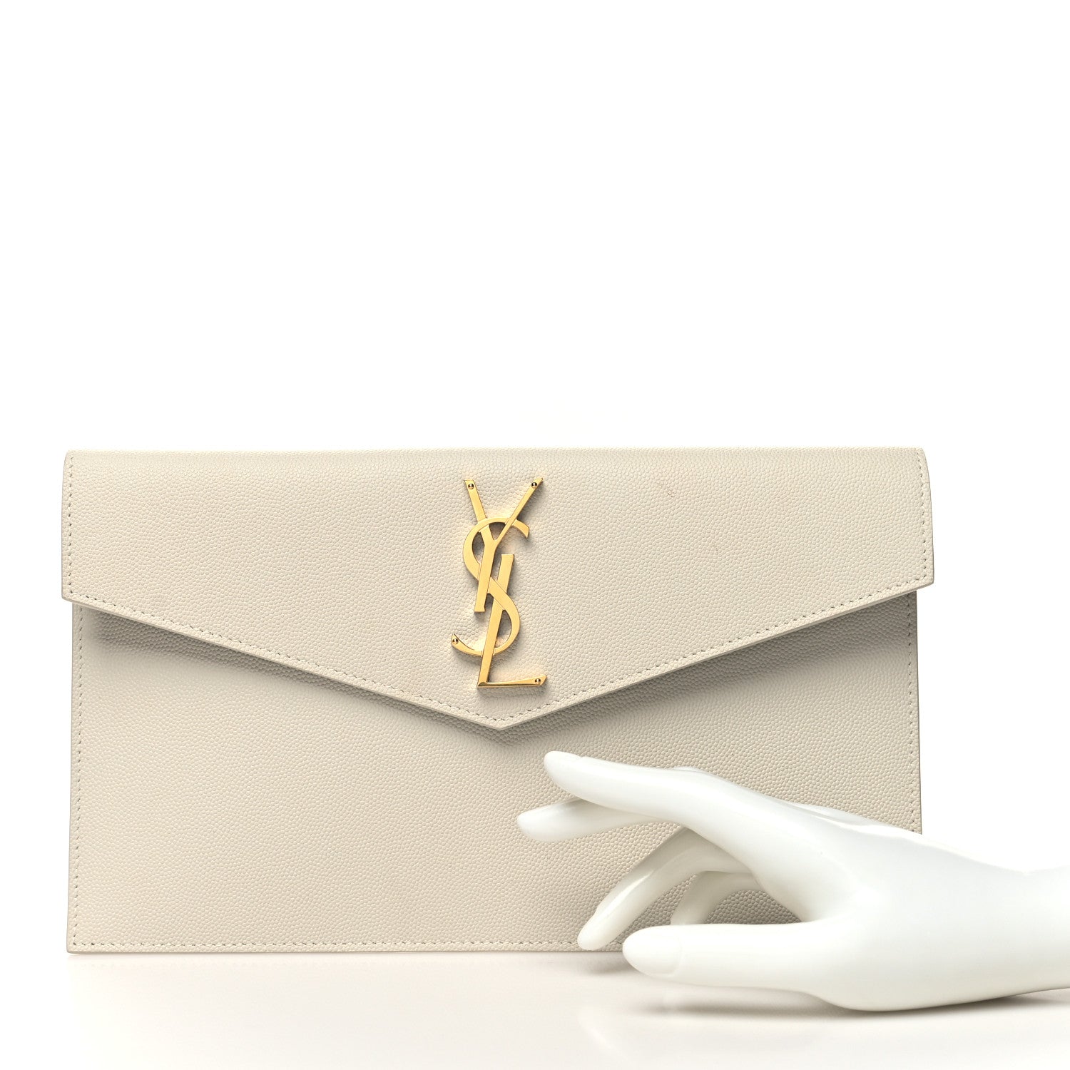 Saint Laurent Grain De Poudre Uptown Pouch Blanc Vintage 2 of 9