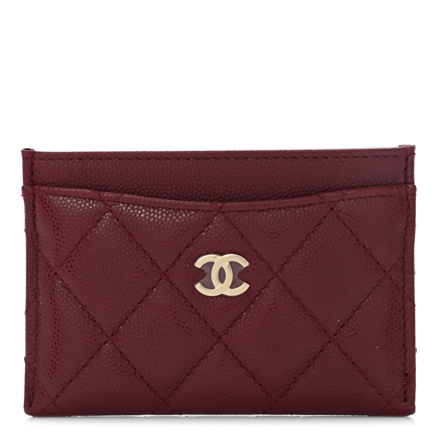 Caviar Quilted Card Holder Burgundy