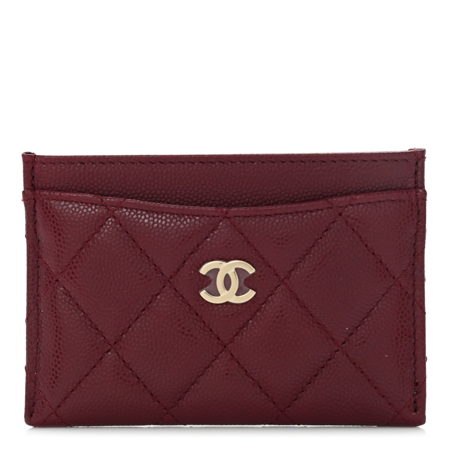 Chanel Caviar Quilted Card Holder Burgundy 1 of 9