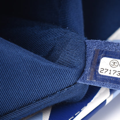 Chanel Printed Calfskin Medium Boy Flap Blue White 7 of 10