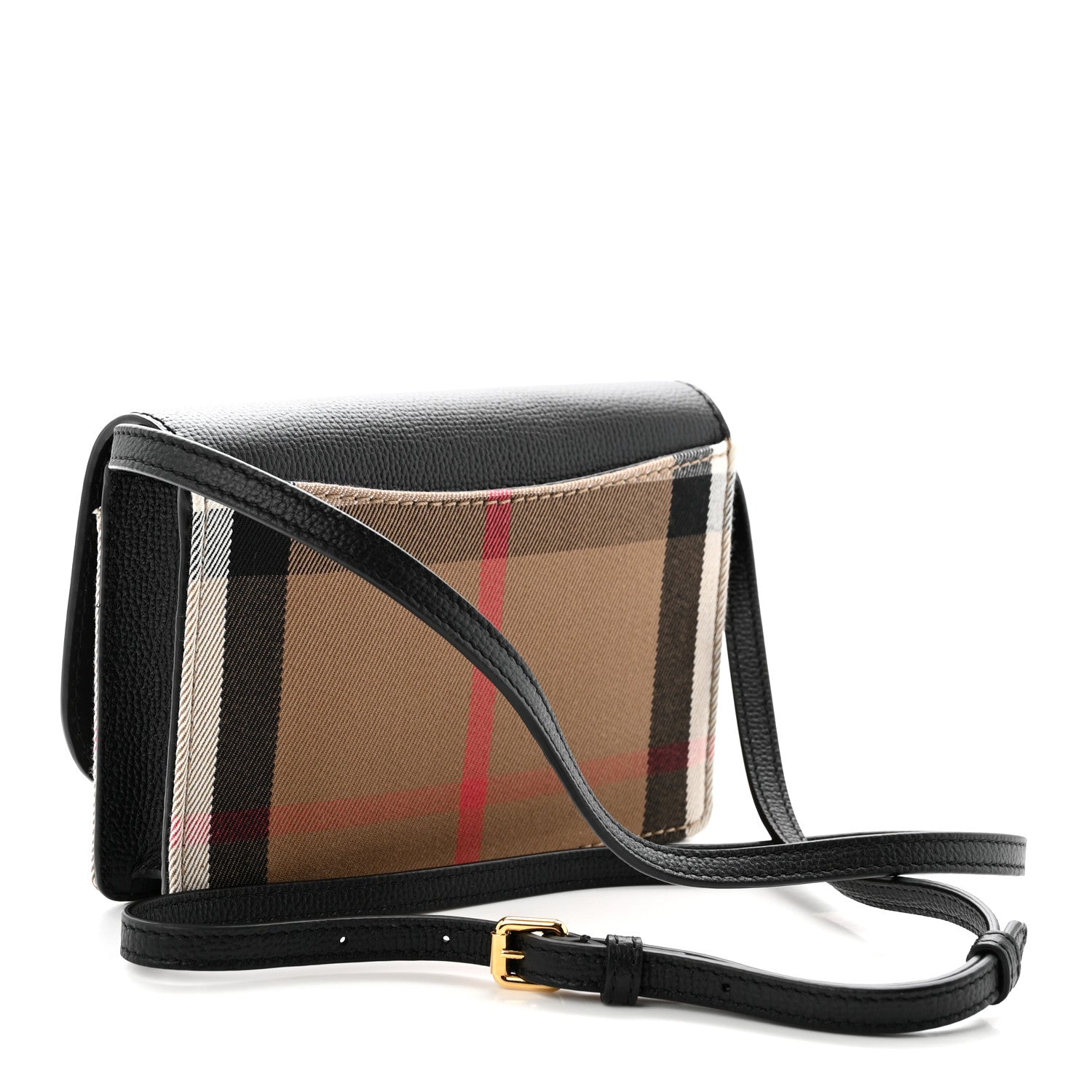 Burberry Derby Calfskin House Check Mini Hampshire Wallet On Chain Black 3 of 9
