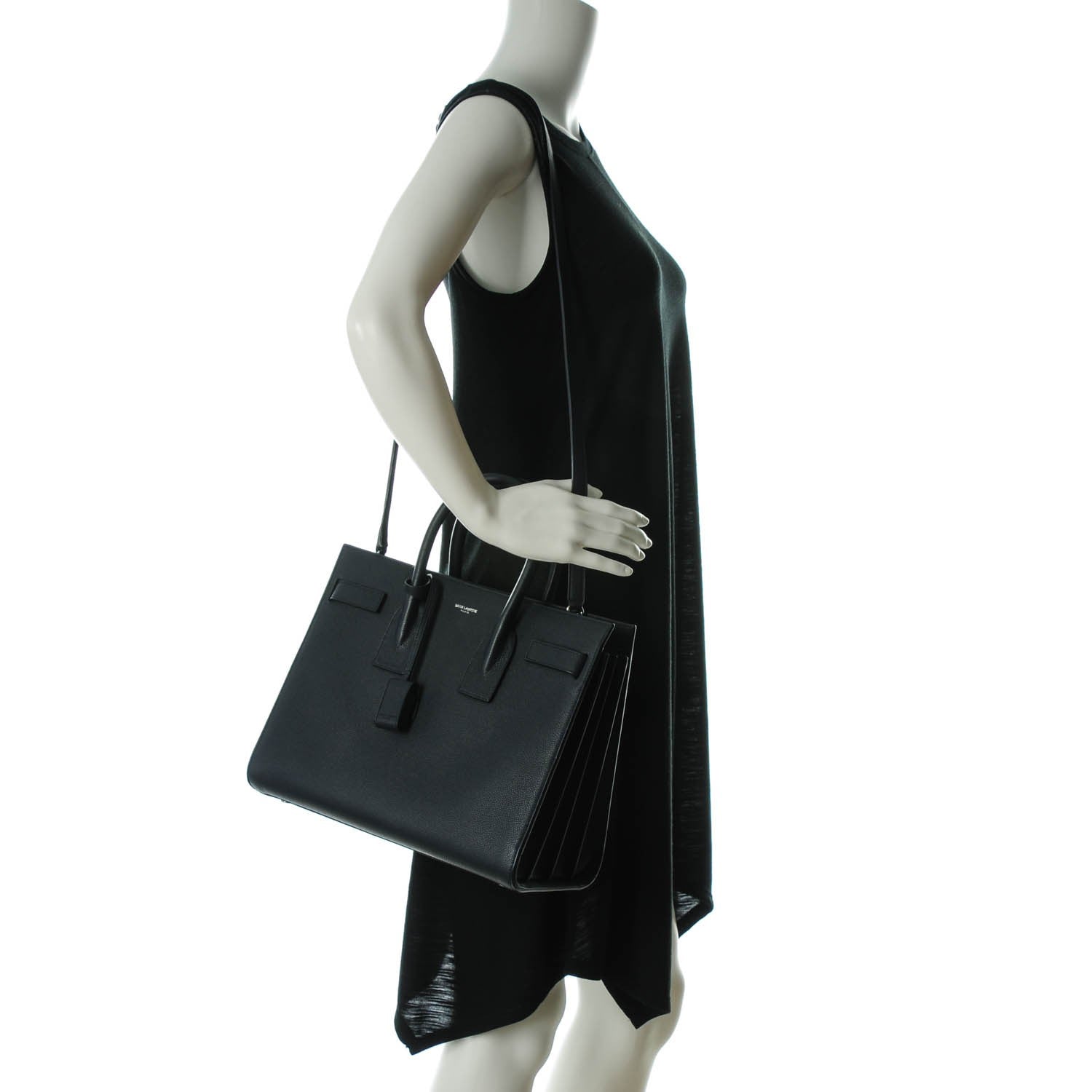 Saint Laurent Grained Calfskin Small Sac De Jour Marine 2 of 7