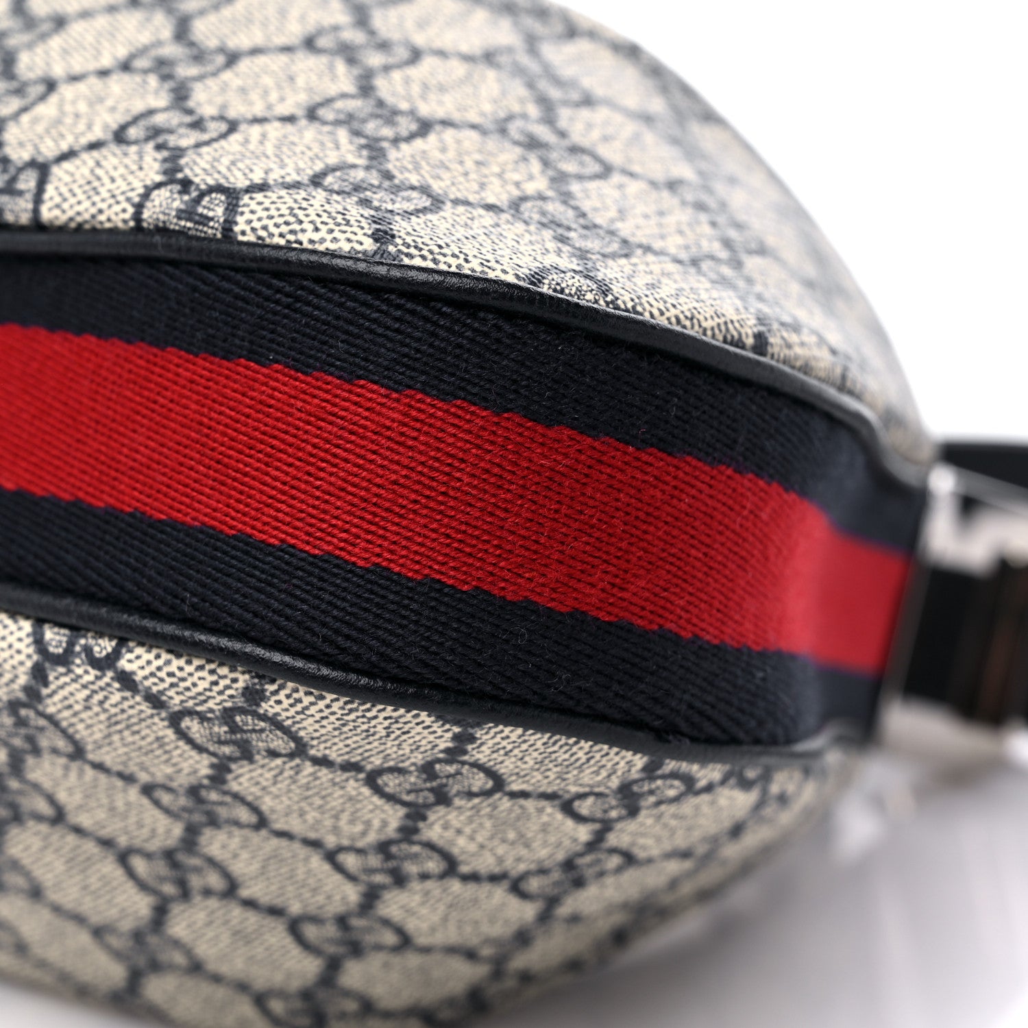 Gucci GG Supreme Monogram Textured Calfskin Web Small Attache Shoulder Bag Beige Blue 8 of 9