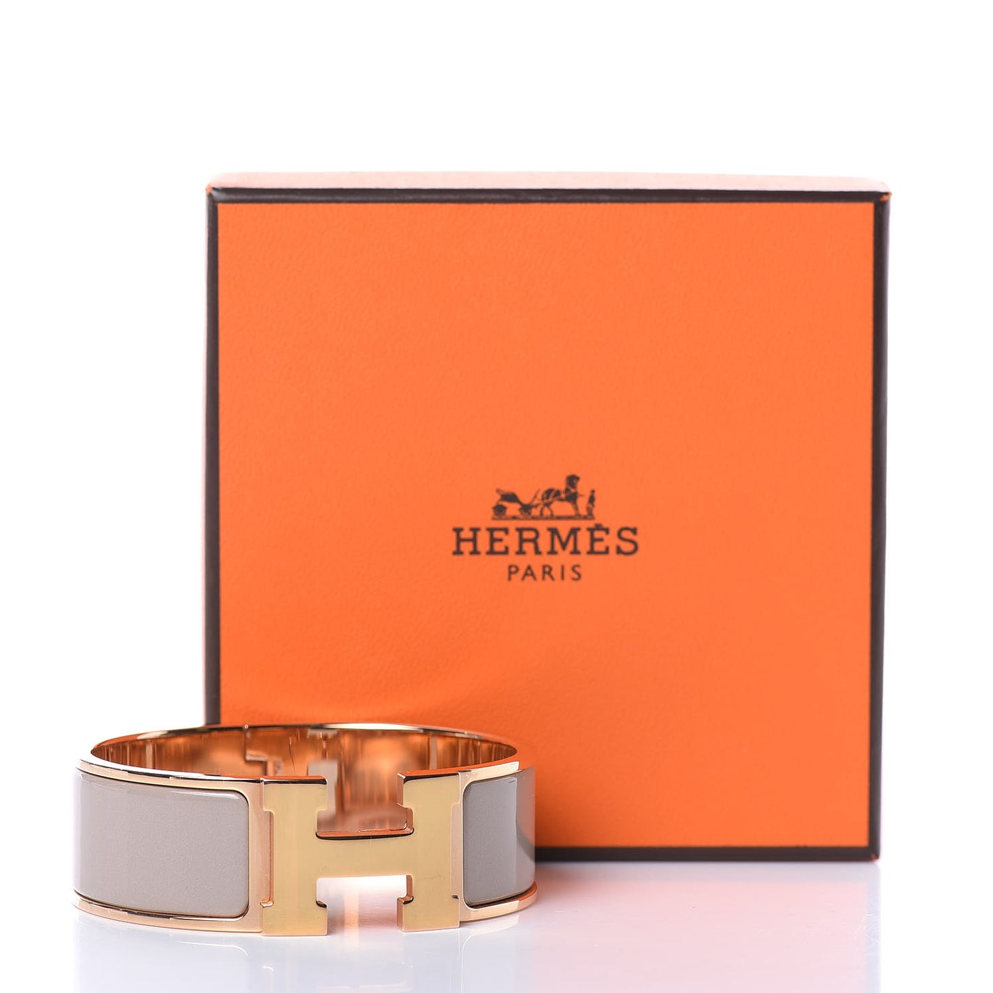 Enamel Wide Clic Clac H Bracelet PM Marron Glace