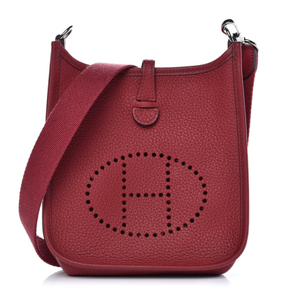 Hermes Taurillon Clemence Evelyne TPM Rouge Grenat 1 of 8
