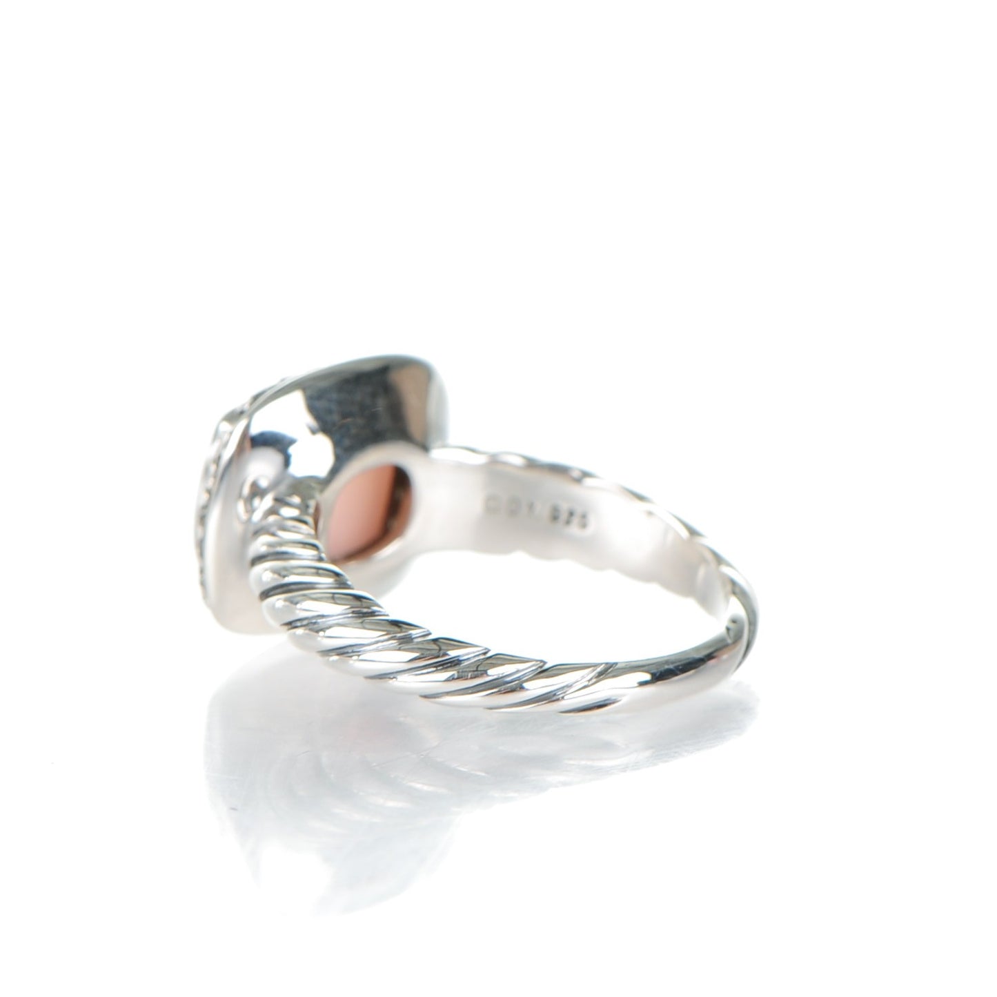 Sterling Silver Diamond Rose Quartz 10mm Noblesse Ring 52 6