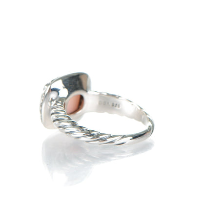 David Yurman Sterling Silver Diamond Rose Quartz 10mm Noblesse Ring 52 6 3 of 5