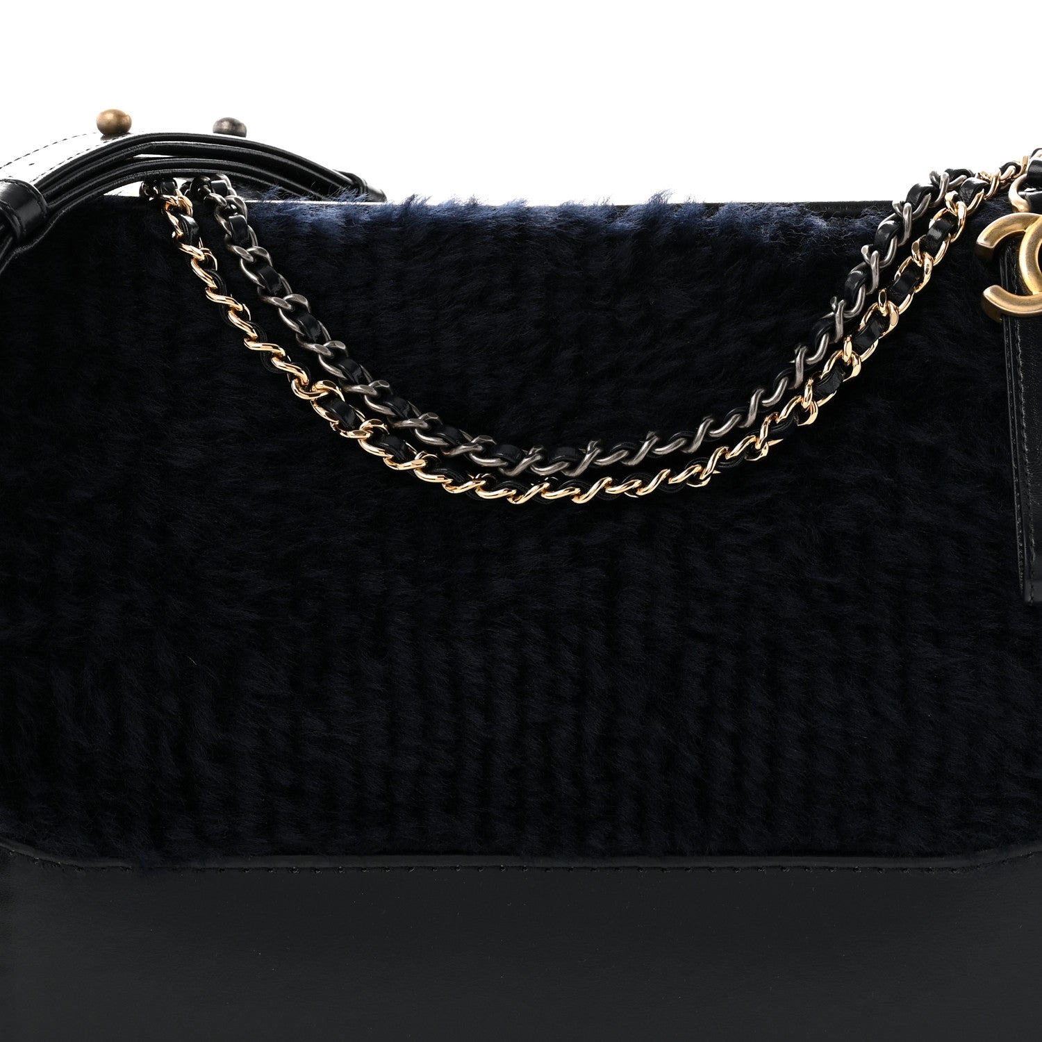 Chanel Shearling Medium Gabrielle Hobo Navy 8 of 10