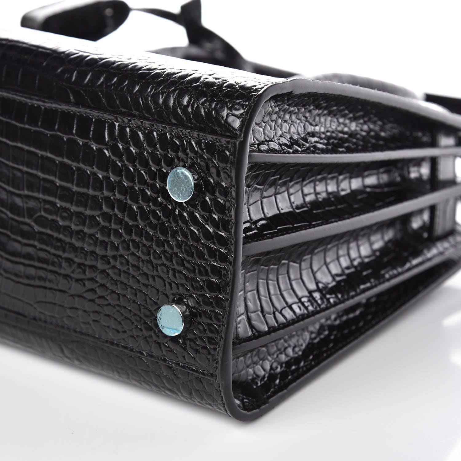 Saint Laurent Calfskin Crocodile Embossed Baby Sac De Jour Black 8 of 10
