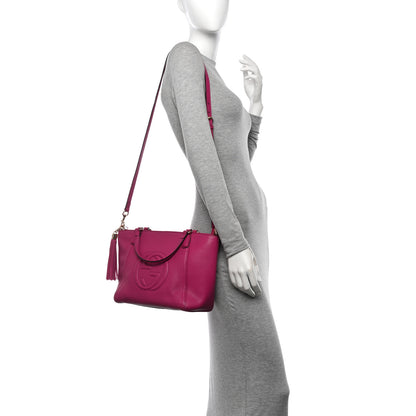 Gucci Pebbled Calfskin Small Soho Top Handle Bag Bright Bougainvillea 2 of 12
