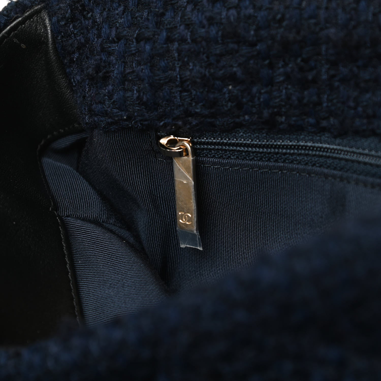 Chanel Tweed Quilted Large Chanel 19 Flap Navy Blue 16 of 16
