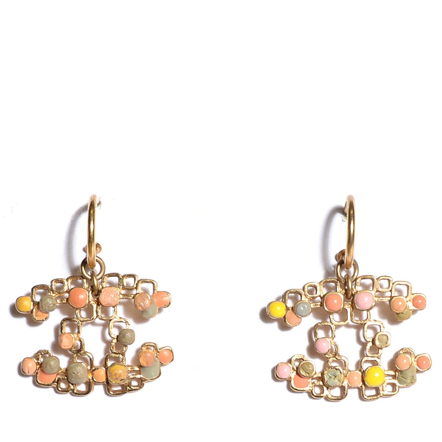 Enamel CC Dangle Earrings Gold
