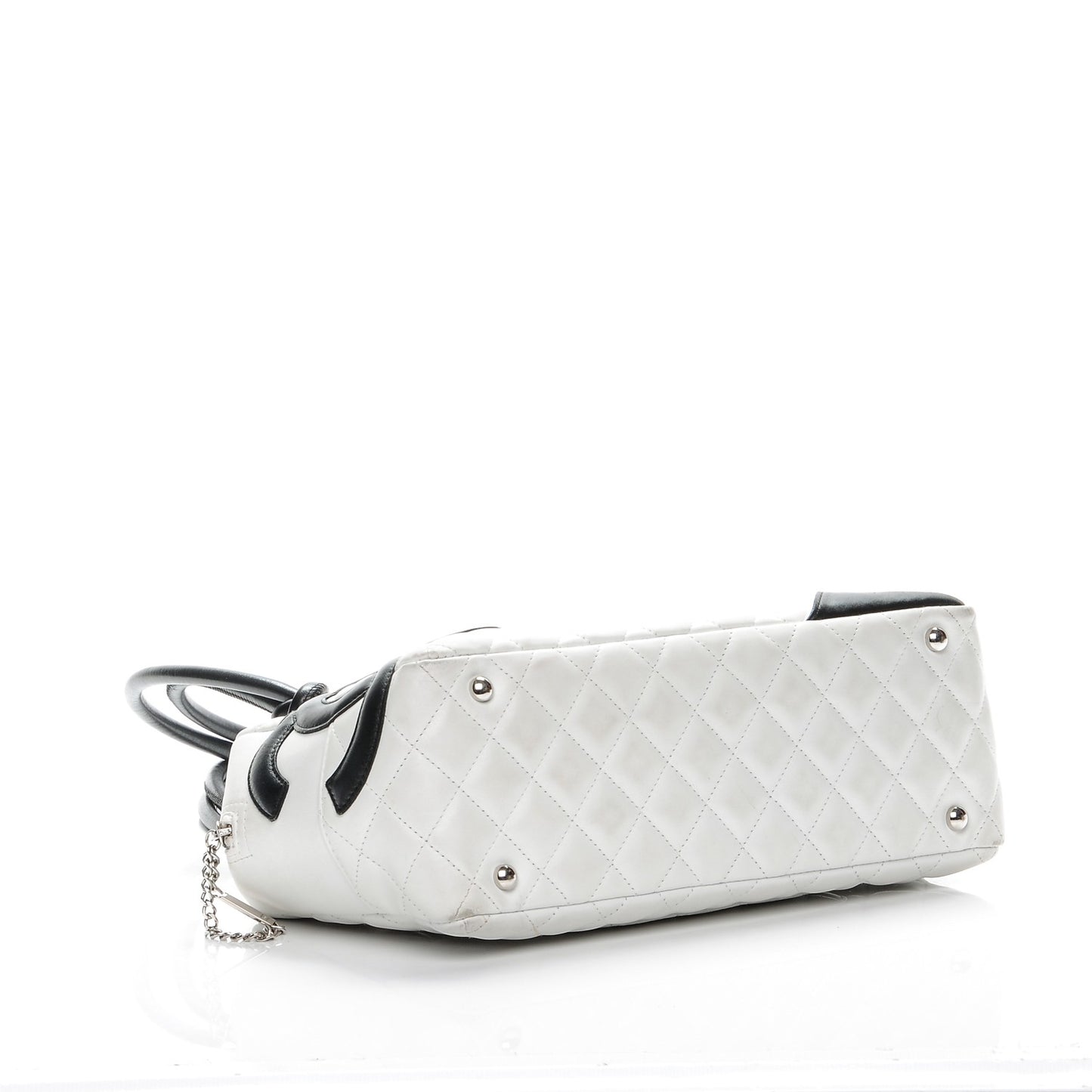 Calfskin Quilted Large Cambon Bowler White Black