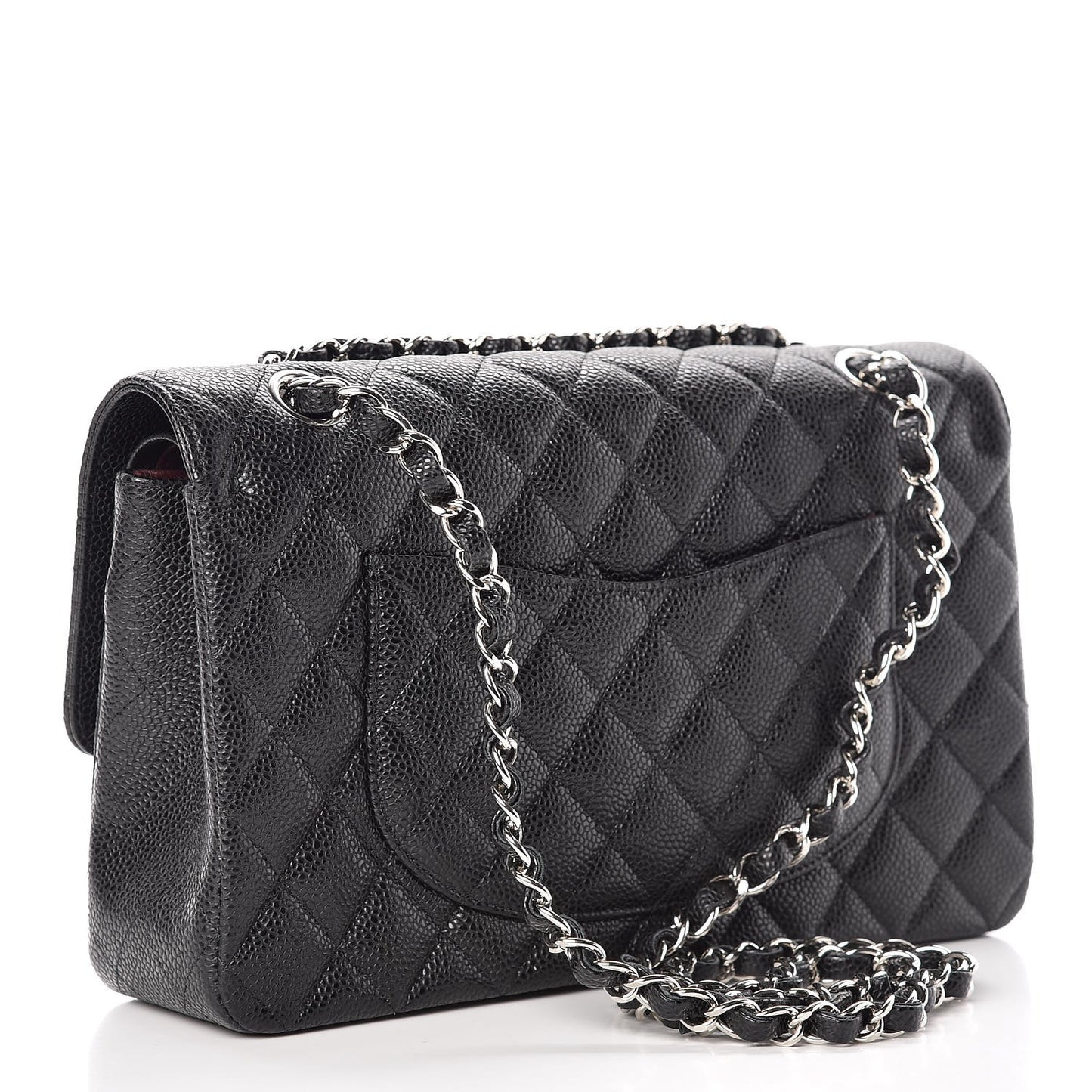 Caviar Quilted Medium Double Flap Black