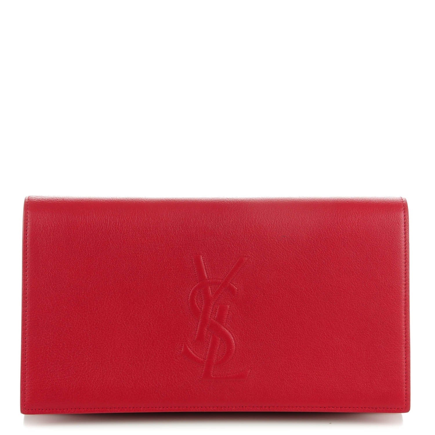 Saint Laurent Calfskin Monogram Large Belle De Jour Clutch Lipstick Red 1 of 6