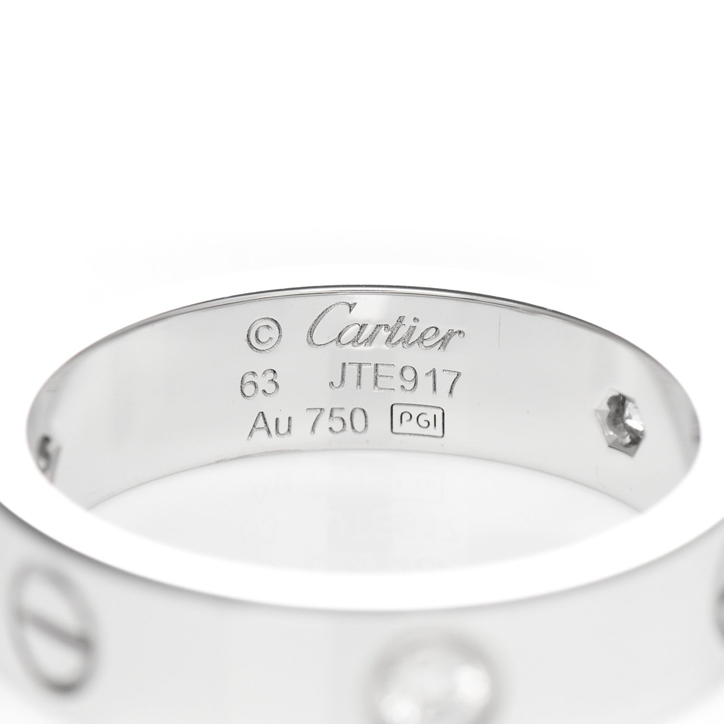 18K White Gold 3 Diamond 5.5mm LOVE Ring 63 10.25