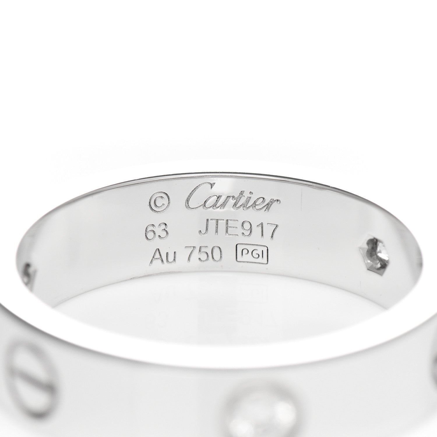 Cartier 18K White Gold 3 Diamond 5.5mm LOVE Ring 63 10.25 4 of 5