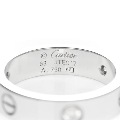 Cartier 18K White Gold 3 Diamond 5.5mm LOVE Ring 63 10.25 4 of 5