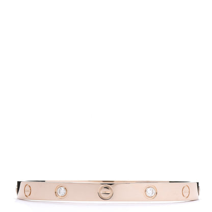 Cartier 18K Pink Gold 4 Diamond LOVE Bracelet 17 3 of 10