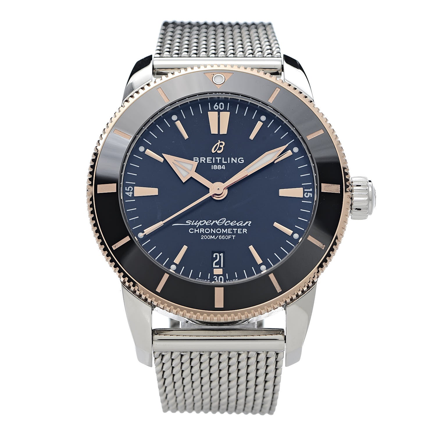 Breitling Stainless Steel 18K Rose Gold 44mm Superocean Heritage II B20 Automatic Watch Volcano Black UB2030 1 of 7