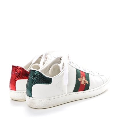 Gucci Calfskin Ayers Bee Embroidered Womens Ace Sneakers 35.5 White Green 4 of 11