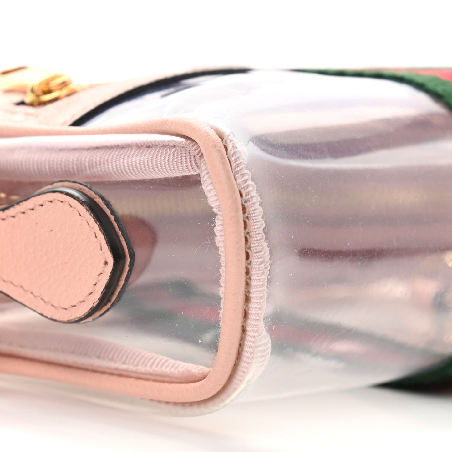 Vinyl Web Mini Ophidia Transparent Shoulder Bag Perfect Pink