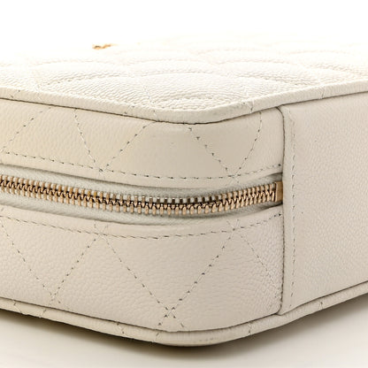 Chanel Caviar Quilted Top Handle Vanity Case White 10 of 12