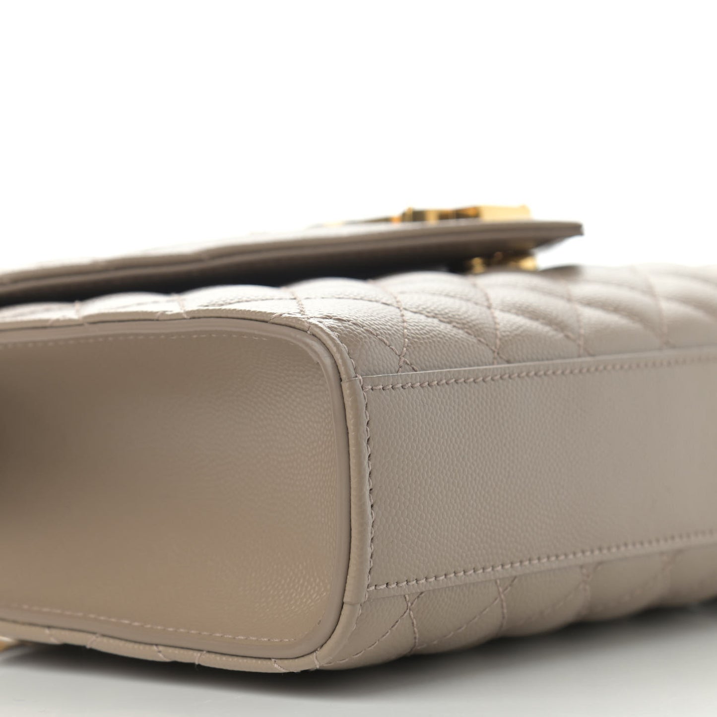 Grain De Poudre Textured Mixed Matelasse Medium Triquilt Monogram Satchel Dark Beige