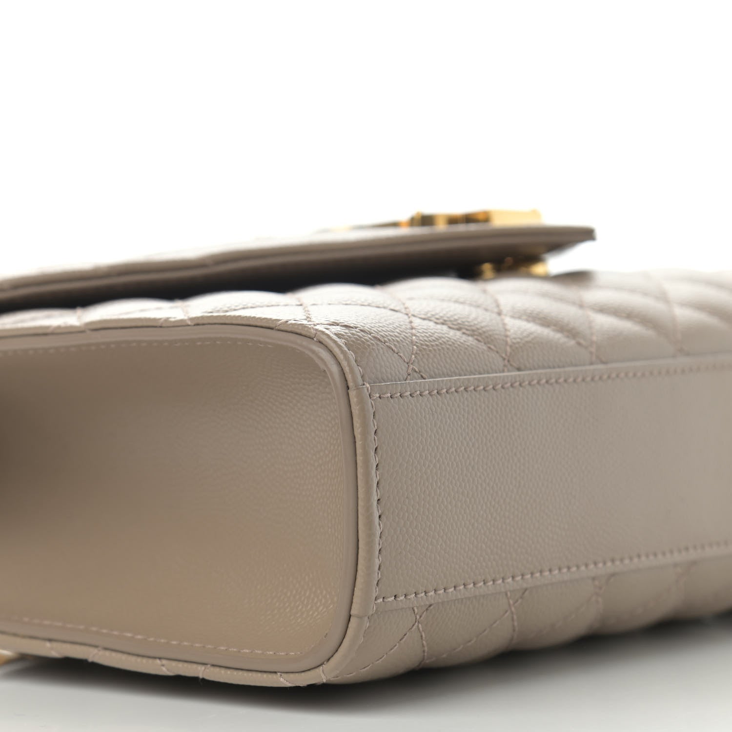 Saint Laurent Grain De Poudre Textured Mixed Matelasse Medium Triquilt Monogram Satchel Dark Beige 10 of 11