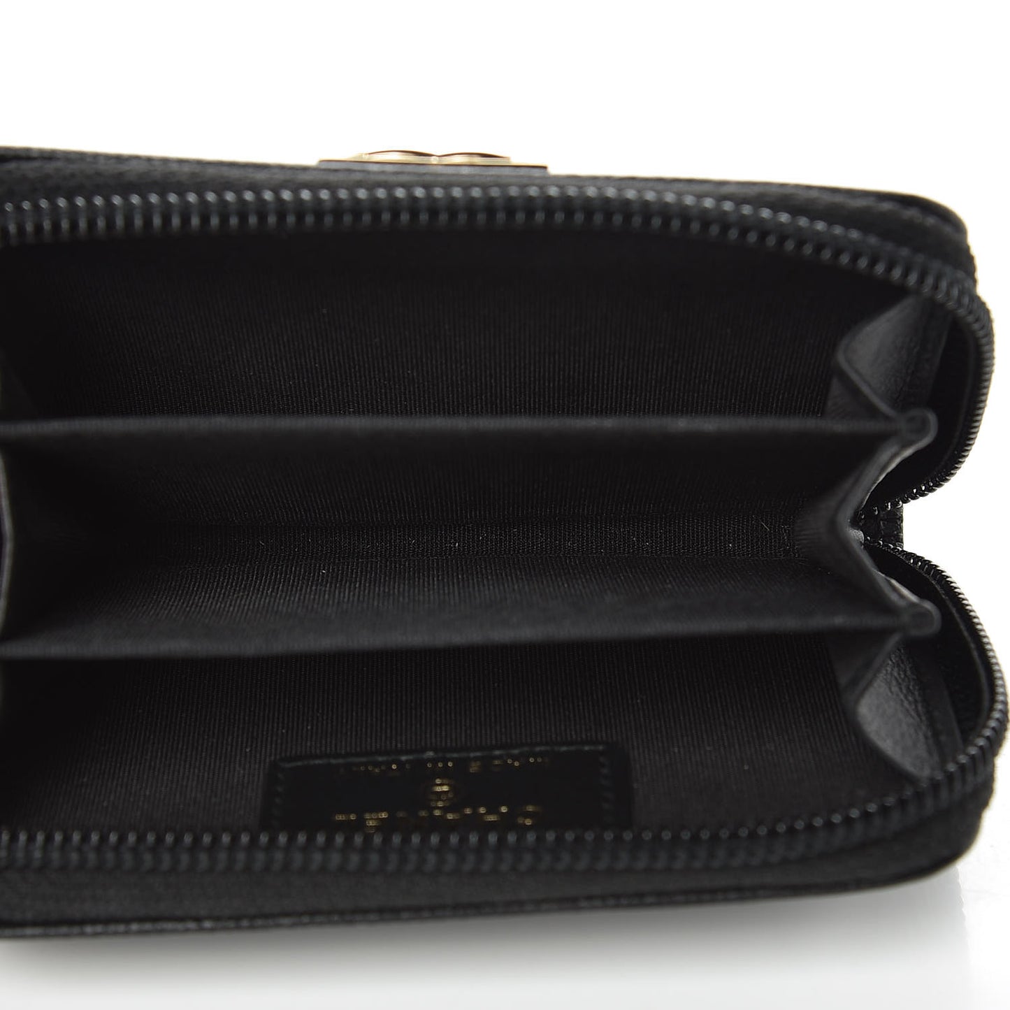 Caviar Quilted Boy Zip Around Coin Purse Wallet Black