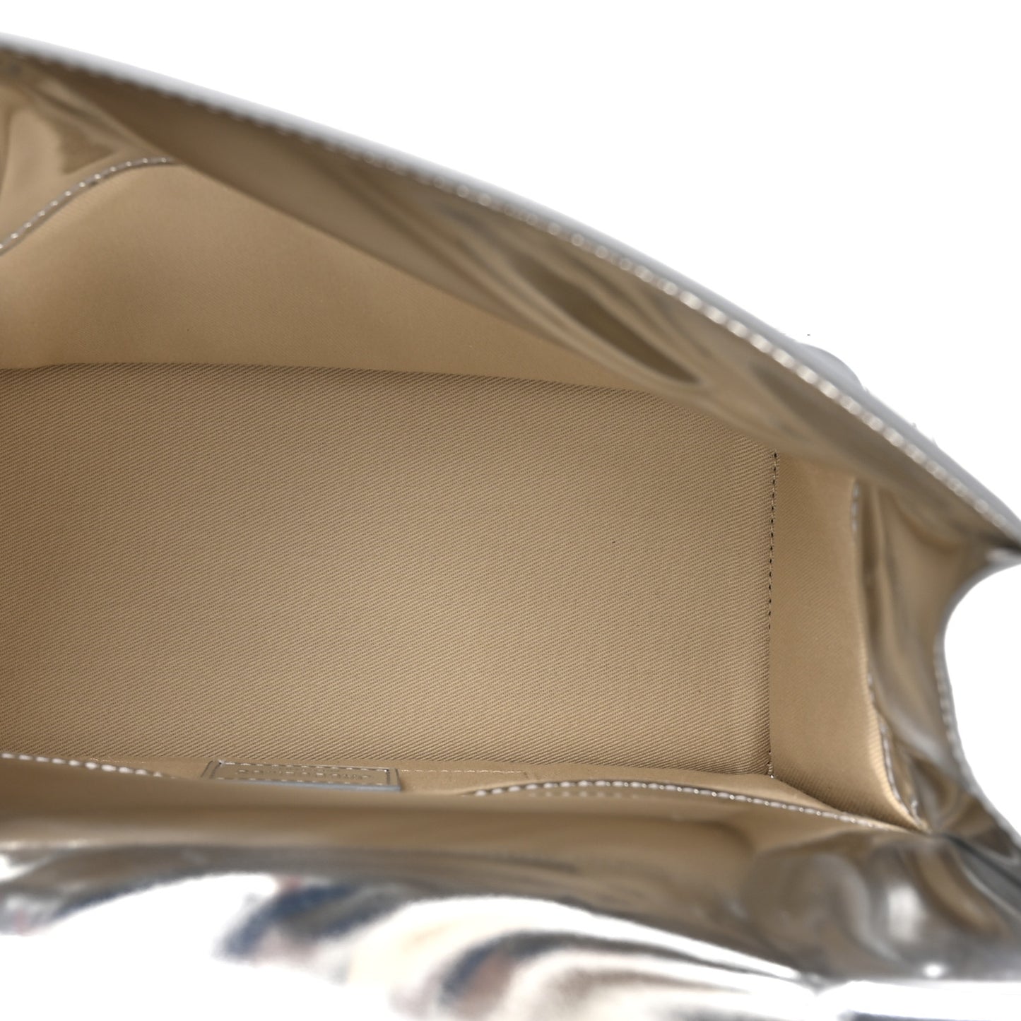 Metallic Patent Calfskin La Pochette Rond Carre Silver