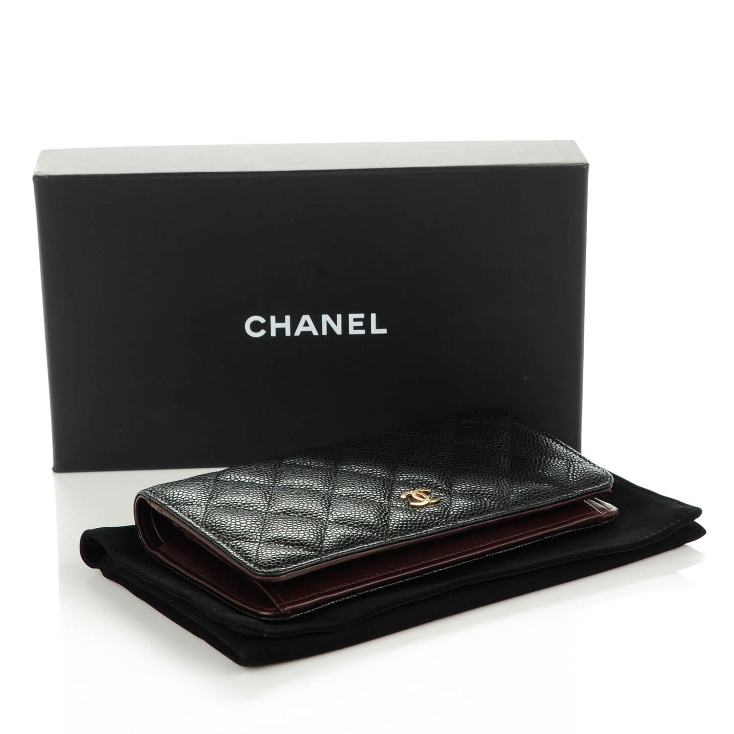 Caviar Quilted Yen Wallet Black