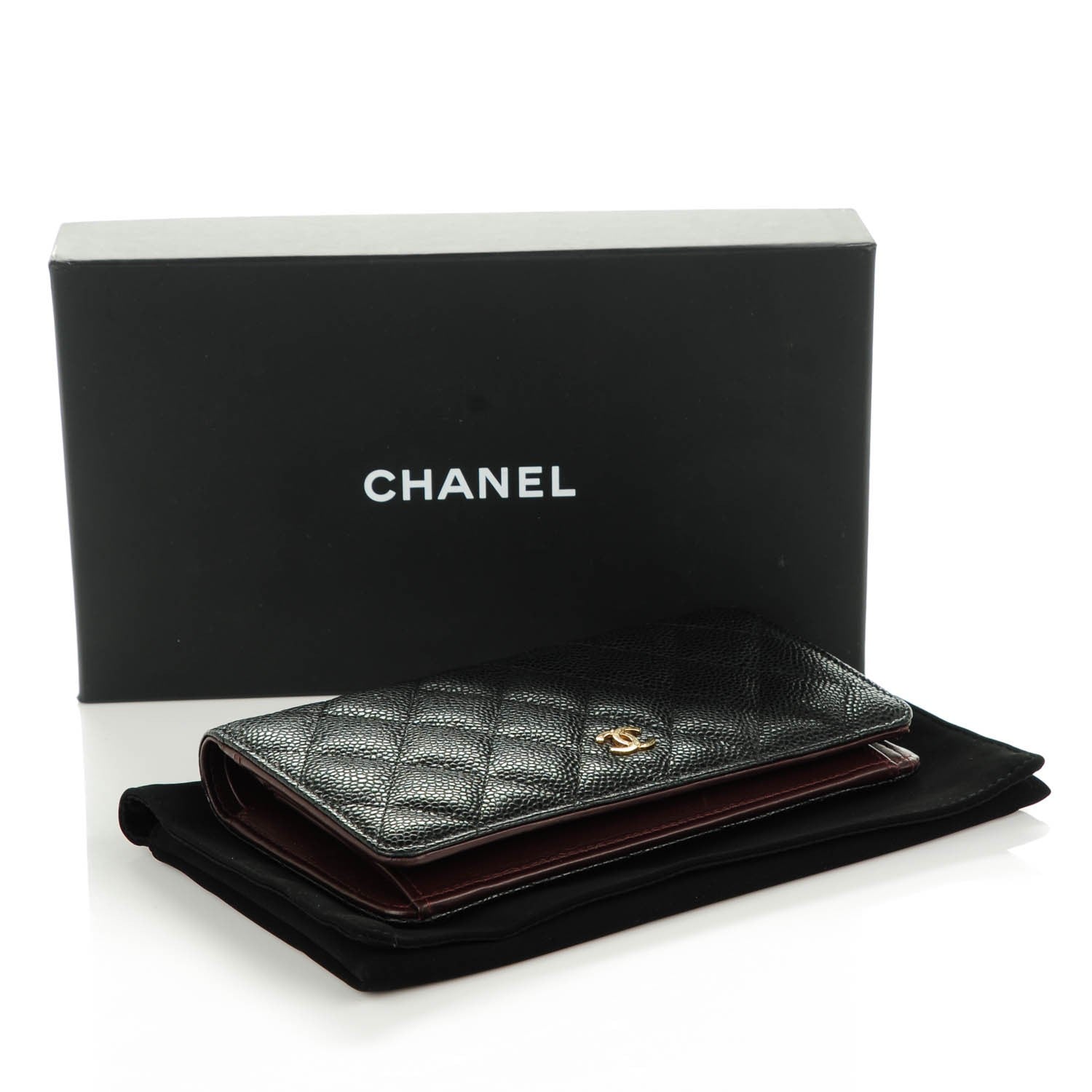 Chanel Caviar Quilted Yen Wallet Black 4 of 8