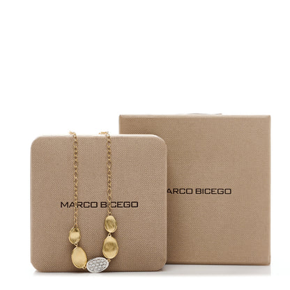Marco Bicego 18K Yellow White Gold Diamond Lunaria Petite 5 Station Necklace 3 of 6