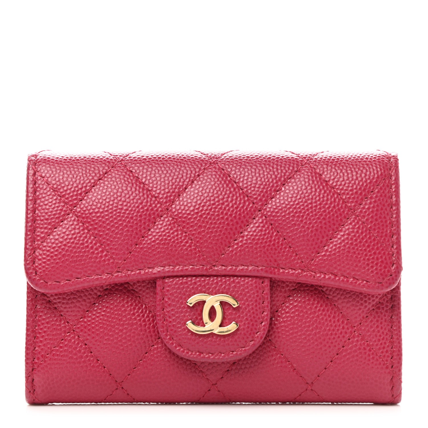Chanel Caviar Quilted Flap Card Holder Wallet Dark Pink 1 of 9