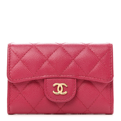 Chanel Caviar Quilted Flap Card Holder Wallet Dark Pink 1 of 9