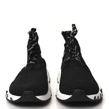 Balenciaga Knit Womens Speed Lace Up Graffiti Sneakers 38 Black White 2 of 8