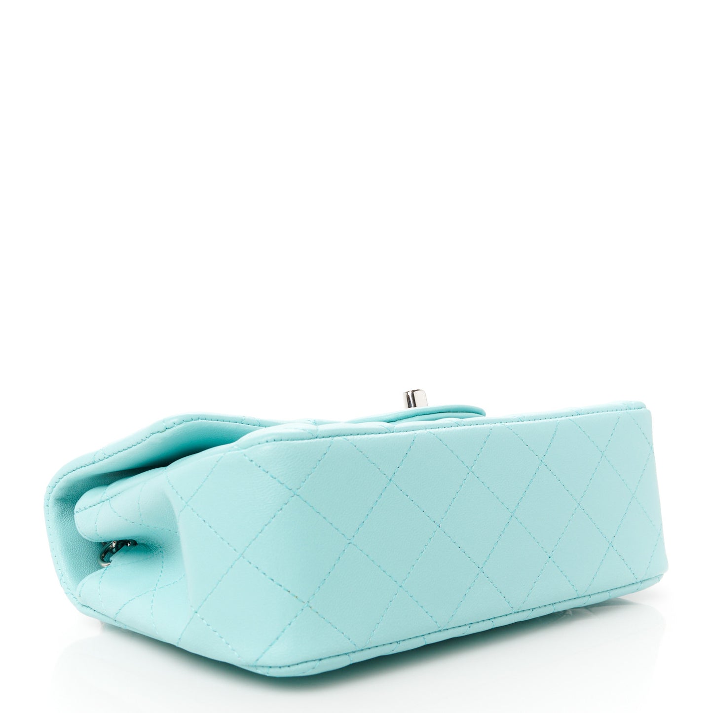 Lambskin Quilted Mini Rectangular Flap Light Blue