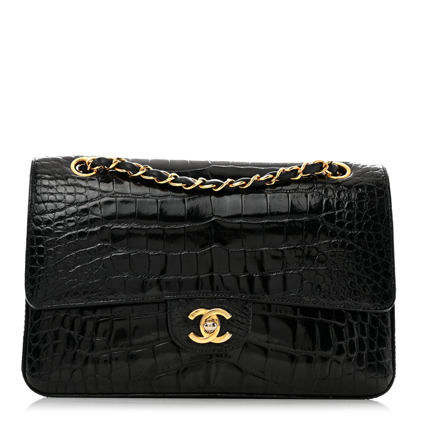 Alligator Medium Double Flap Black