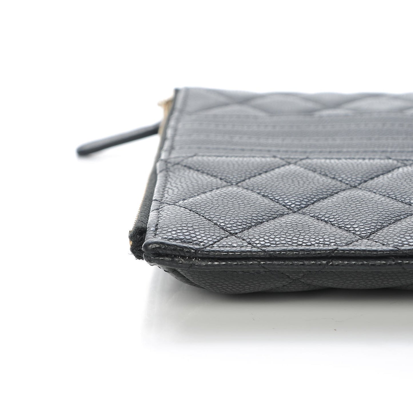 Caviar Quilted Classic Flat Wallet Pouch Black
