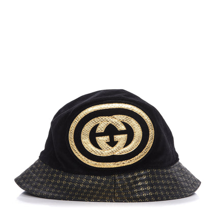 Gucci X DAPPER DAN Velvet Nappa Ayers GG Micro Monogram Fedora S Black 1 of 6