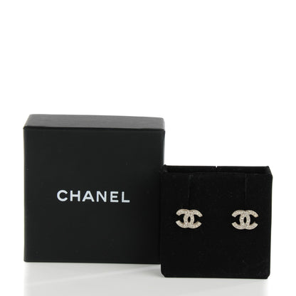 Chanel Crystal Timeless CC Earrings Silver 3 of 5
