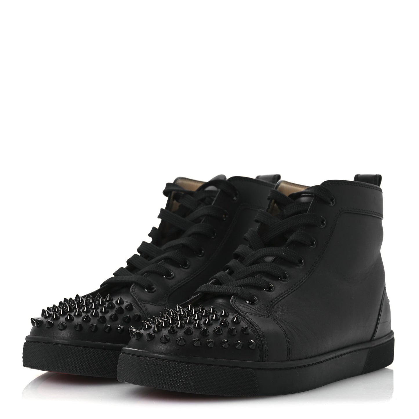 Calfskin Mens Lou Spikes High Top Sneakers 43 Black