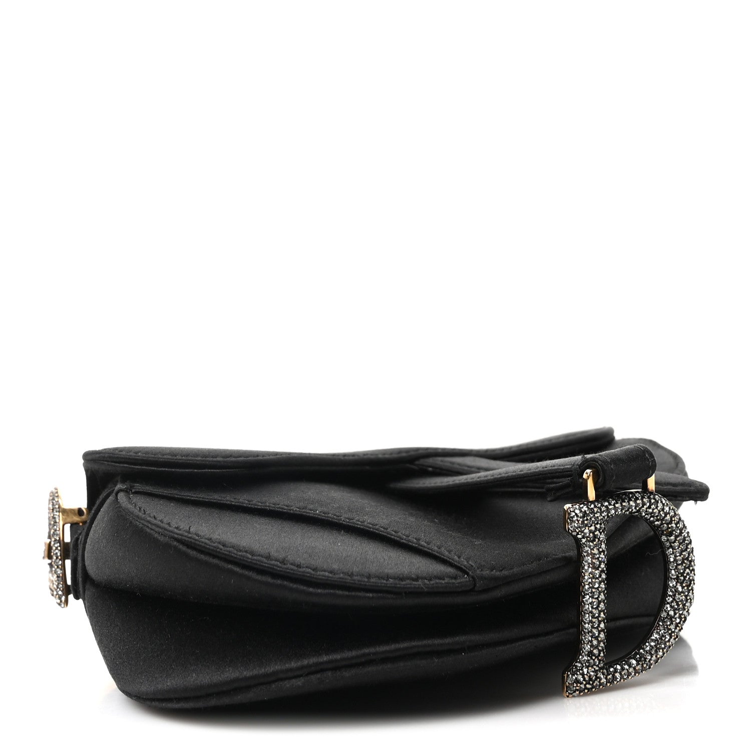 Christian Dior Satin Crystal Mini Saddle Bag Black 4 of 9