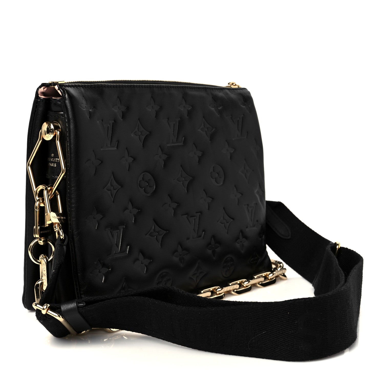 Louis Vuitton Lambskin Embossed Monogram Coussin PM Black 3 of 11