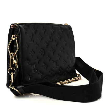 Louis Vuitton Lambskin Embossed Monogram Coussin PM Black 3 of 11