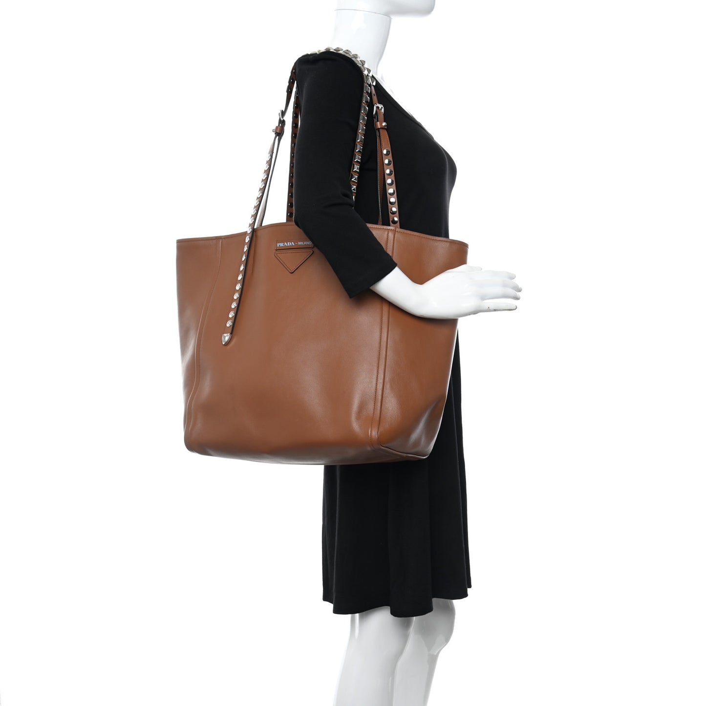 Grace Lux Studded Large Concept Shopper Tote Cognac